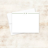 Eenvoudig monogram met Forest Green Lines Custom Notitiekaartje