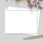 Eenvoudig monogram met Forest Green Lines Custom Notitiekaartje