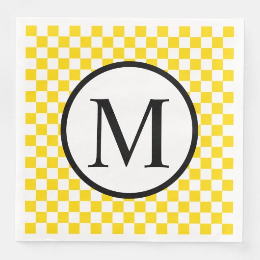 Eenvoudig monogram met geel toetsenbord servet (Voorkant)