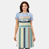Eenvoudig monogram met gestreept patroon schort (Gedragen)