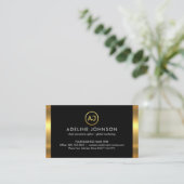 Eenvoudig Monogram Met Gouden Frame Visitekaartje (Staand voorkant)
