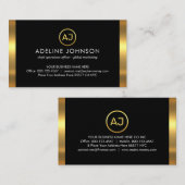 Eenvoudig Monogram Met Gouden Frame Visitekaartje (Voorkant / Achterkant)