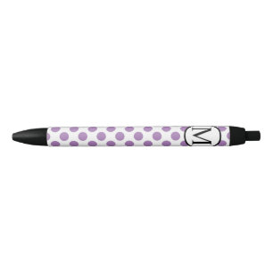 Eenvoudig monogram met lavender Polka Dots Zwarte Inkt Pen