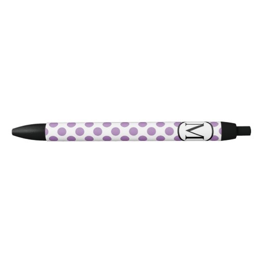 Eenvoudig monogram met lavender Polka Dots Zwarte Inkt Pen (Voorkant)