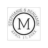 Eenvoudig monogram met naam en trouwdatum rubberstempel (Afrduk)