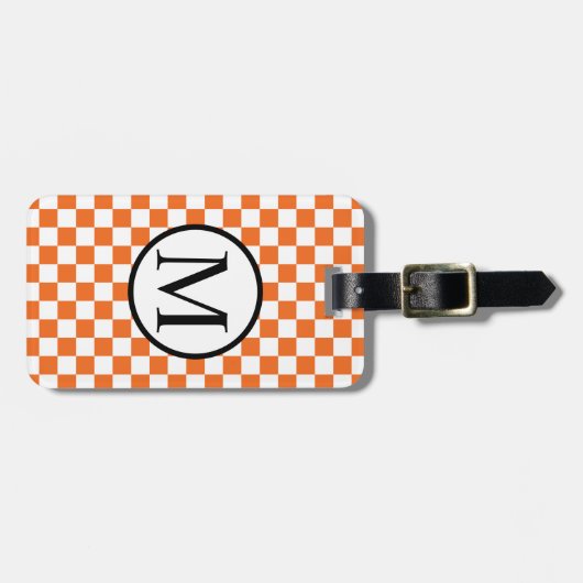 Eenvoudig monogram met Oranje toetsenbord Bagagelabel (Voorkant horizontaal)