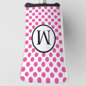 Eenvoudig monogram met roze pooldots golfheadcover (Draai 90)