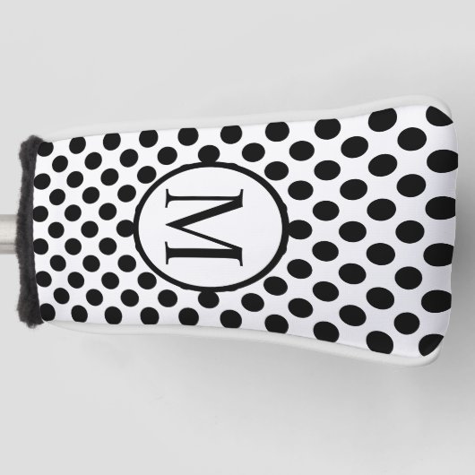 Eenvoudig monogram met zwarte pooldots golfheadcover (Voorkant)