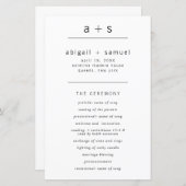 Eenvoudig Monogram Minimalistisch Modern Trouwprog (Voorkant / Achterkant)