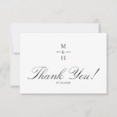 Eenvoudig Monogram Minimalistisch Script Bruiloft  Bedankkaart (Voorkant)