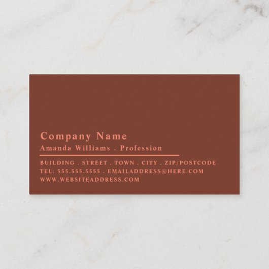 Eenvoudig monogram, minimalistisch visitekaartje (Achterkant)