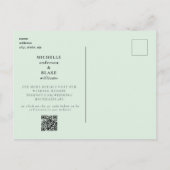 Eenvoudig Monogram Mint QR Code Bewaar de datum Briefkaart (Achterkant)