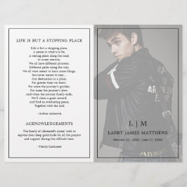Eenvoudig Monogram Modern Begrafenisprogramma
