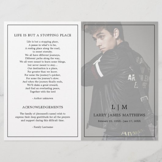 Eenvoudig Monogram Modern Begrafenisprogramma (Voorkant)