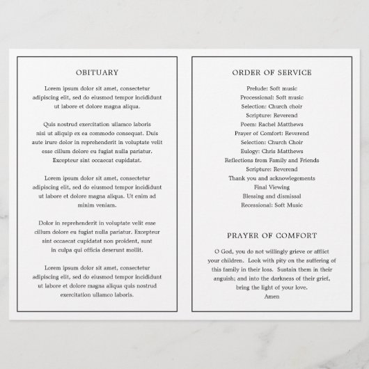 Eenvoudig Monogram Modern Begrafenisprogramma (Achterkant)