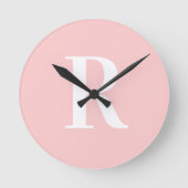 Eenvoudig Monogram Modern Blush Roze Ronde Klok (Voorkant)