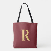 Eenvoudig Monogram Modern Bourgondië Tote Bag (Achterkant)