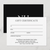 Eenvoudig Monogram Modern Cadeaubon (Voorkant / Achterkant)