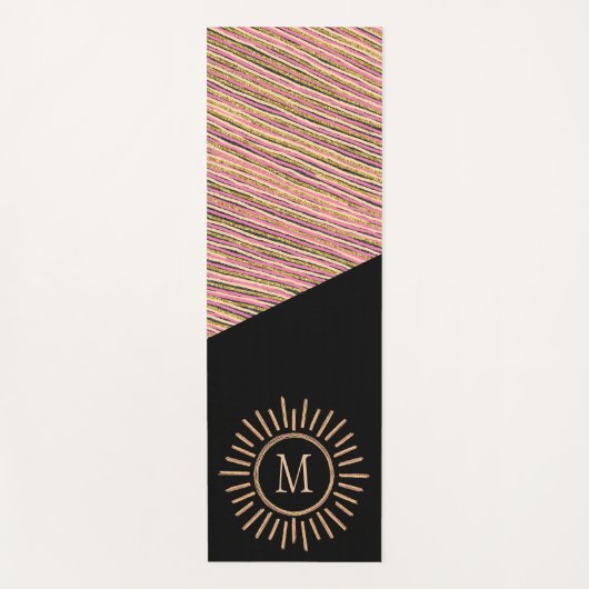 Eenvoudig monogram modern Gold Roze zwart Yogamat (Voorkant)