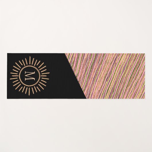 Eenvoudig monogram modern Gold Roze zwart Yogamat