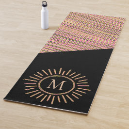 Eenvoudig monogram modern Gold Roze zwart Yogamat