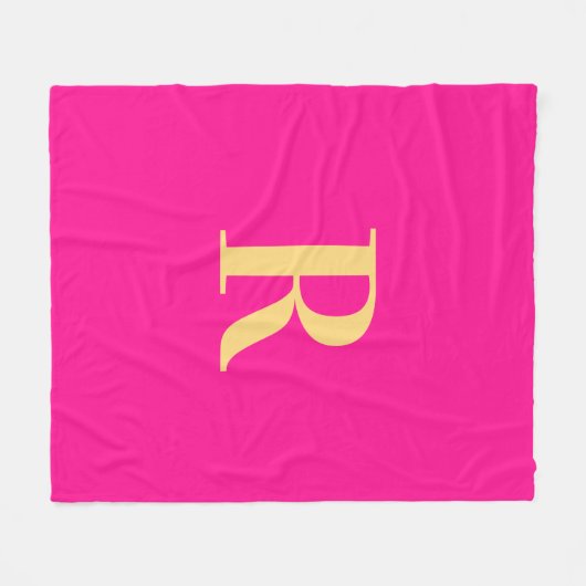 Eenvoudig Monogram Modern Hot Pink Fleece Deken (Voorkant (Horizontaal))