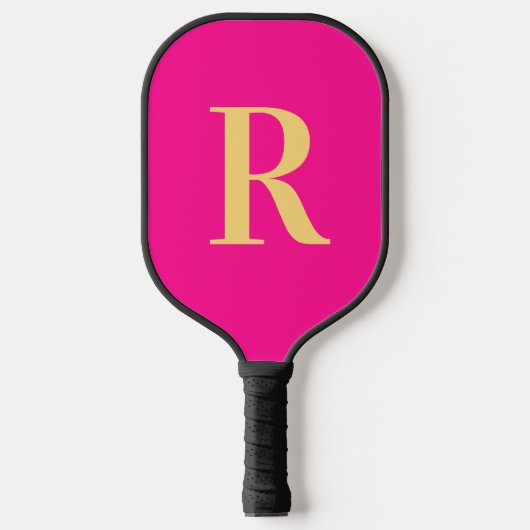 Eenvoudig Monogram Modern Hot Pink Pickleball Paddle (Voorkant)