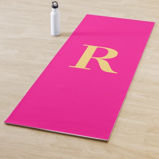 Eenvoudig Monogram Modern Hot Pink Yogamat (In situ)