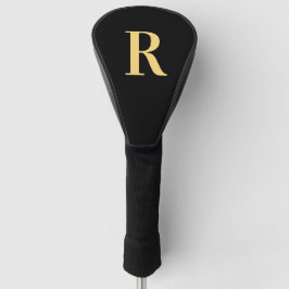 Eenvoudig Monogram Modern Zwart Goud Golfheadcover