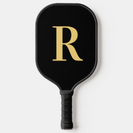 Eenvoudig Monogram Modern Zwart Goud Pickleball Paddle