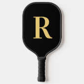 Eenvoudig Monogram Modern Zwart Goud Pickleball Paddle (Achterkant)