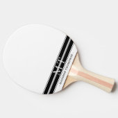 Eenvoudig Monogram Moderne Stripes Black White Tafeltennisbatje (Zijkant)