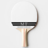Eenvoudig Monogram Moderne Stripes Black White Tafeltennisbatje (Voorkant)