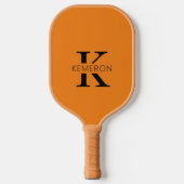 Eenvoudig Monogram Naam Zwart en sinaasappel Pickleball Paddle (Voorkant)
