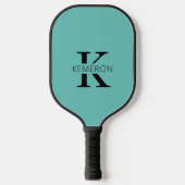 Eenvoudig Monogram Naam Zwart en Turquoise Pickleball Paddle (Voorkant)