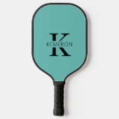 Eenvoudig Monogram Naam Zwart en Turquoise Pickleball Paddle (Achterkant)