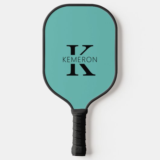 Eenvoudig Monogram Naam Zwart en Turquoise Pickleball Paddle (Achterkant)