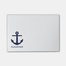 Eenvoudig monogram Nautical Anchor Navy Blue White Post-it® Notes