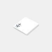 Eenvoudig monogram Nautical Anchor Navy Blue White Post-it® Notes (Schuin)
