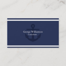 Eenvoudig monogram Nautical Anchor Navy Blue White Visitekaartje