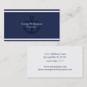 Eenvoudig monogram Nautical Anchor Navy Blue White Visitekaartje (Voorkant / Achterkant)