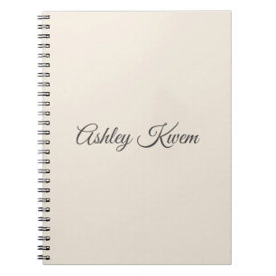 Eenvoudig monogram neutraal ivoor notitieboek