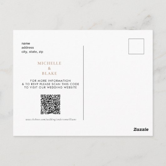 Eenvoudig Monogram Neutraal Sparen de Code van de  Briefkaart (Achterkant)