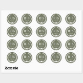Eenvoudig Monogram Olijfgroen Ronde Sticker (Vel)
