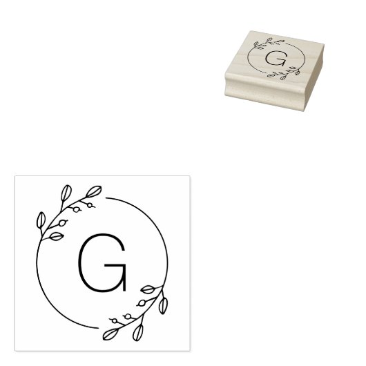 Eenvoudig monogram op basis van baard rubberstempel (Gestempeld)