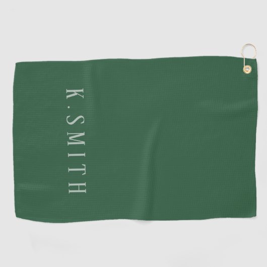 Eenvoudig monogram op groen golfhanddoek (Horizontaal)