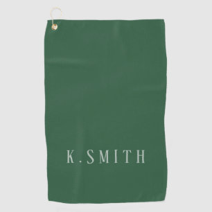 Eenvoudig monogram op groen golfhanddoek