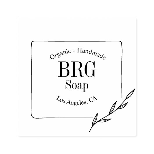 Eenvoudig monogram organisch handgemaakt zeeprubbe rubberstempel (Afrduk)