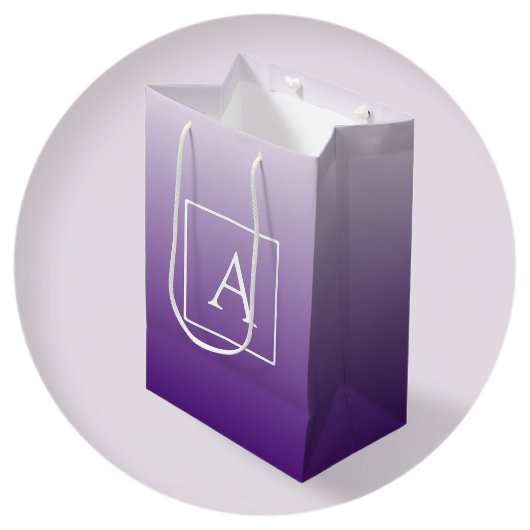 Eenvoudig monogram |  Paarse gradiënt Ombre Medium Cadeauzakje