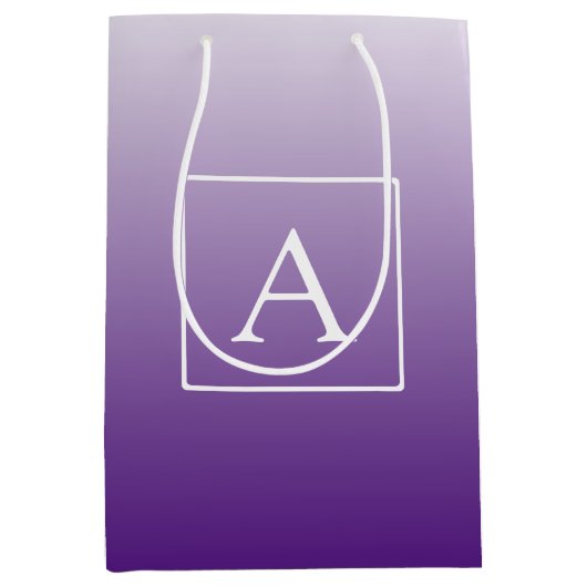 Eenvoudig monogram |  Paarse gradiënt Ombre Medium Cadeauzakje (Voorkant)